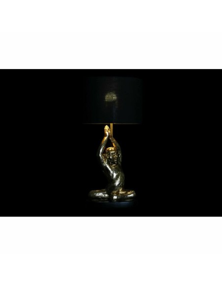 Lampe de bureau DKD Home Decor Noir Doré Polyester Résine Singe (25 x 25 x 48 cm)