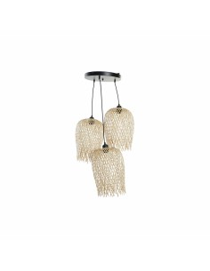 Suspension DKD Home Decor Noir Marron Clair Métal Bambou 50 W Tropical 220 V 30 x 30 x 94 cm