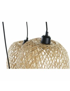 Suspension DKD Home Decor Noir Marron Clair Métal Bambou 50 W Tropical 220 V 30 x 30 x 94 cm 2