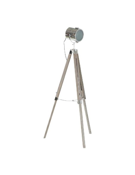 Lampadaire DKD Home Decor Métal Bois Argent Marron Clair Tripode (66 x 66 x 142 cm)