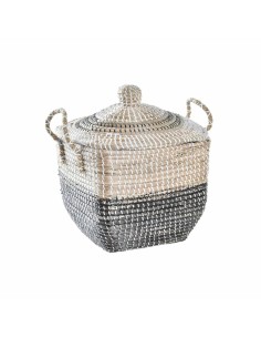 Panier décoratif DKD Home Decor Gris Naturel Herbier marin Boho 45 x 35 x 43 cm