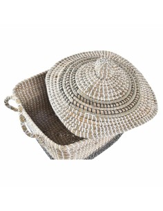 Panier décoratif DKD Home Decor Gris Naturel Herbier marin Boho 45 x 35 x 43 cm 2