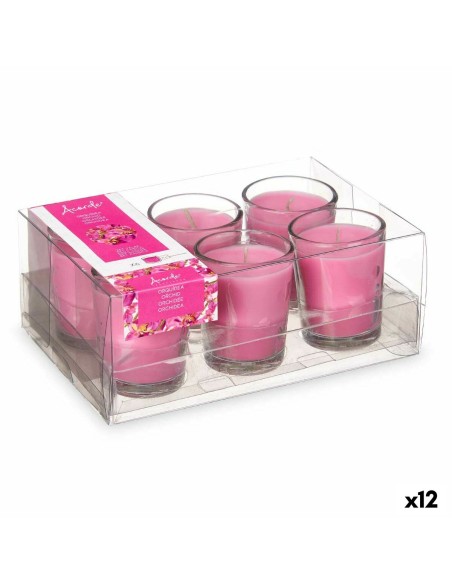 Ensemble de Bougies Parfumées Acorde 48-D-AR Orchidée Verre (12 Unités)