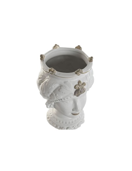 Cache-pot Home ESPRIT Blanc Beige Porcelaine 15 x 15 x 26.5 cm (2 Unités)
