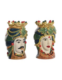 Cache-pot Home ESPRIT Vert Multicouleur Porcelaine 20 x 20 x 29 cm (2 Unités)