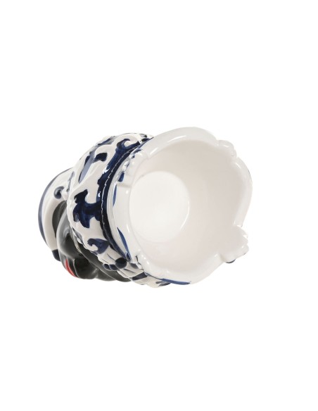 Cache-pot Home ESPRIT Bleu Blanc Noir Porcelaine 12 x 12 x 20 cm (2 Unités)