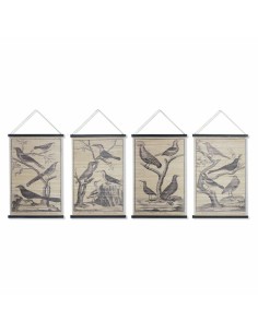 Toile DKD Home Decor Oiseaux 60 x 2 x 90 cm Cottage (4 Pièces)