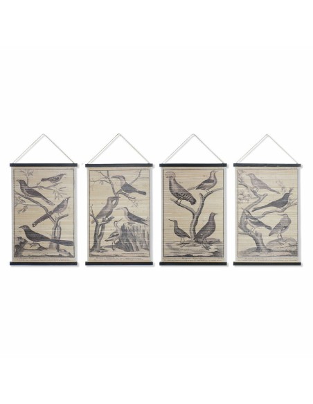 Toile DKD Home Decor Oiseaux 60 x 2 x 90 cm Cottage (4 Pièces)