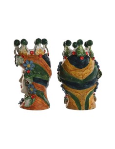 Cache-pot Home ESPRIT Vert Multicouleur Porcelaine 20 x 20 x 32 cm (2 Unités) 2