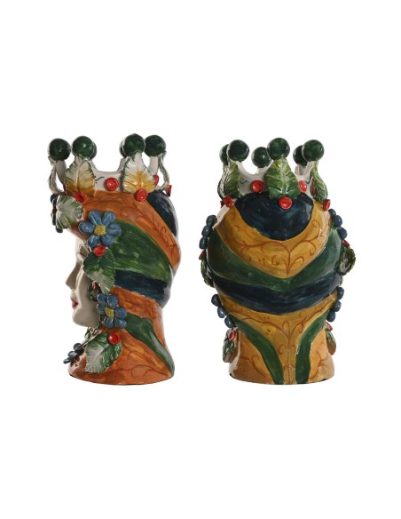 Cache-pot Home ESPRIT Vert Multicouleur Porcelaine 20 x 20 x 32 cm (2 Unités)