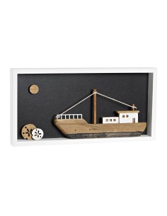 Figurine Décorative DKD Home Decor Blanc Marron Barco 40 x 3,5 x 20 cm