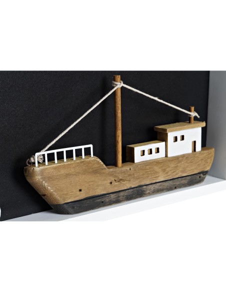Figurine Décorative DKD Home Decor Blanc Marron Barco 40 x 3,5 x 20 cm