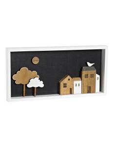 Décoration murale DKD Home Decor Blanc Marron Maisons Urbaine 40 x 3,5 x 20 cm