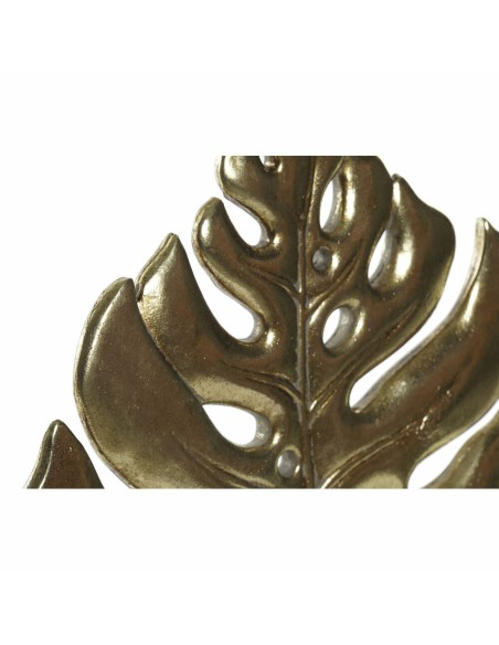 Figurine Décorative DKD Home Decor Noir Doré Tropical Feuille d'une plante 25,5 x 6 x 34 cm