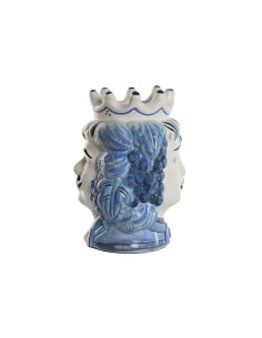 Cache-pot Home ESPRIT Bleu Blanc Porcelaine 15 x 15 x 26 cm 2