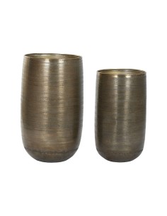 Cache-pot Home ESPRIT Doré Argenté Aluminium Moderne 35 x 35 x 63 cm (2 Pièces)