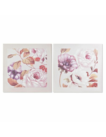 Cadre DKD Home Decor Roses Romantique 70 x 3 x 70 cm (2 Unités)