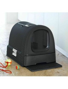 Bac à litière pour chats Curver 198846 Blanc Anthracite Graphite 3,5 x 3,5 x 1 cm 51 x 38,5 x 39,5 cm Plastique