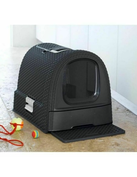 Bac à litière pour chats Curver 198846 Blanc Anthracite Graphite 3,5 x 3,5 x 1 cm 51 x 38,5 x 39,5 cm Plastique