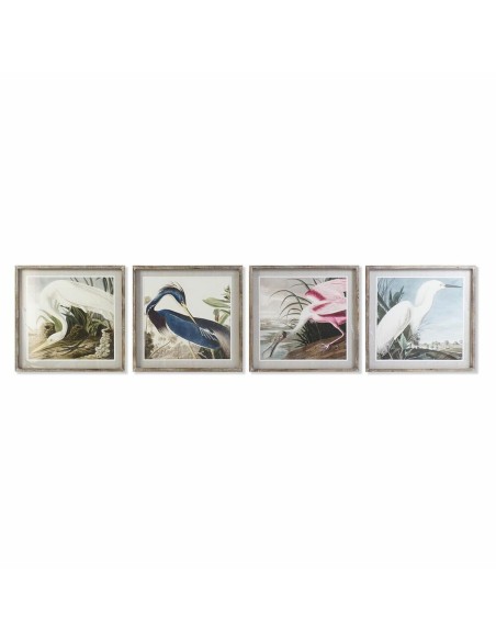 Cadre DKD Home Decor 60 x 2,5 x 60 cm Oiseau Oriental (4 Pièces)
