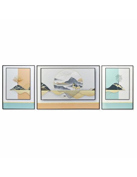 Jeu de 3 tableaux DKD Home Decor Montagne Moderne (200 x 3 x 70 cm)