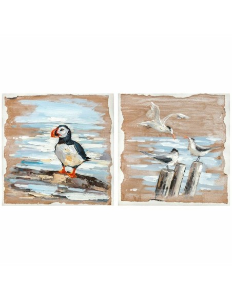 Cadre DKD Home Decor Oiseaux méditerranéen (45 x 2,7 x 45 cm) (2 Unités)