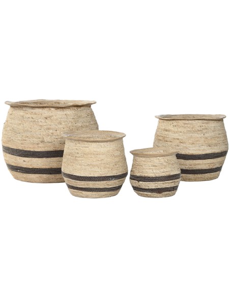 Cache-pot Home ESPRIT Marron Fibre Arabe 60 x 60 x 52 cm (4 Unités)