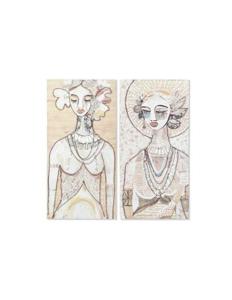 Cadre DKD Home Decor 60 x 3,7 x 120 cm Femme Colonial (2 Unités)