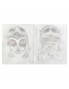 Cadre DKD Home Decor 80 x 3,7 x 100 cm Visage Colonial (2 Unités)