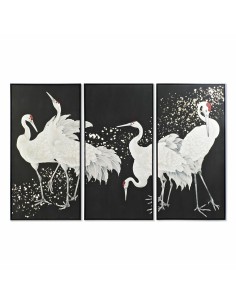 Jeu de 3 tableaux DKD Home Decor Oriental Héron (210 x 4 x 140 cm)