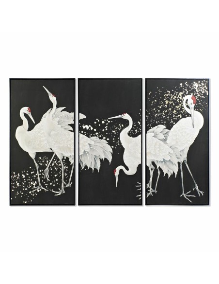 Jeu de 3 tableaux DKD Home Decor Oriental Héron (210 x 4 x 140 cm)