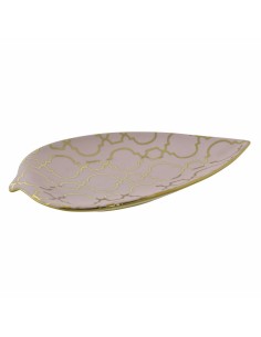 Centre de Table DKD Home Decor 27,5 x 16 x 3 cm Rose Doré Oriental Chrome Feuille d'une plante