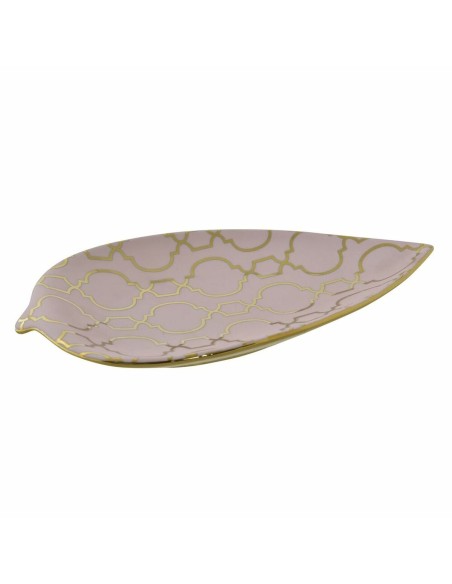 Centre de Table DKD Home Decor 27,5 x 16 x 3 cm Rose Doré Oriental Chrome Feuille d'une plante