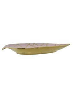 Centre de Table DKD Home Decor 27,5 x 16 x 3 cm Rose Doré Oriental Chrome Feuille d'une plante 2