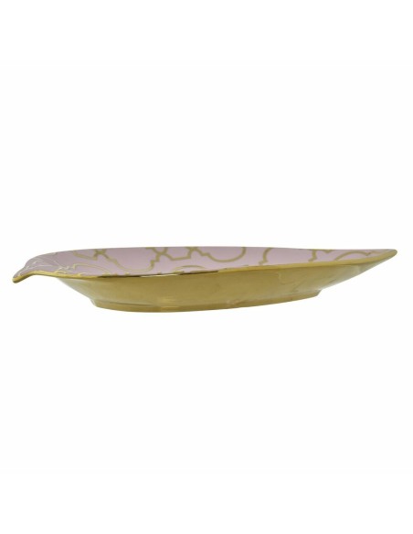 Centre de Table DKD Home Decor 27,5 x 16 x 3 cm Rose Doré Oriental Chrome Feuille d'une plante