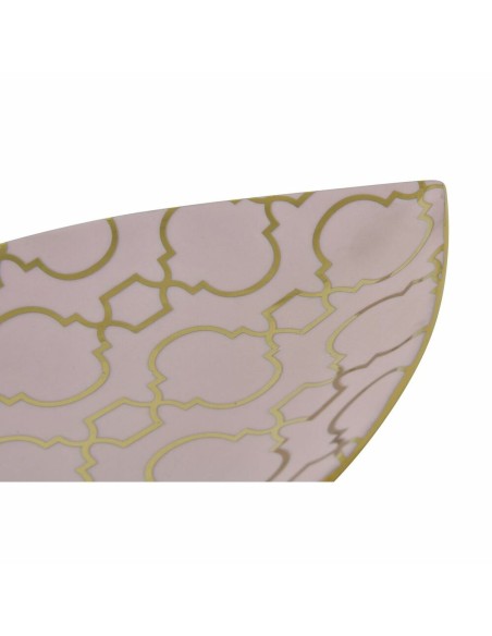 Centre de Table DKD Home Decor 27,5 x 16 x 3 cm Rose Doré Oriental Chrome Feuille d'une plante
