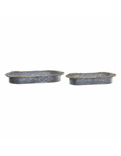 Centre de Table DKD Home Decor Gris Marron Fer Fibre (51 x 26 x 7 cm)