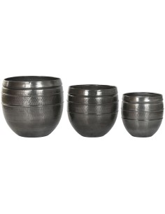 Cache-pot Home ESPRIT Gris Aluminium Moderne 41 x 41 x 40 cm 40 x 40 x 40,5 cm (3 Pièces)