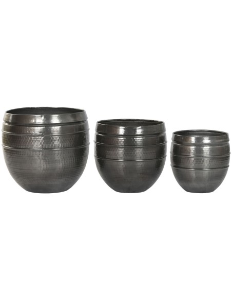 Cache-pot Home ESPRIT Gris Aluminium Moderne 41 x 41 x 40 cm 40 x 40 x 40,5 cm (3 Pièces)