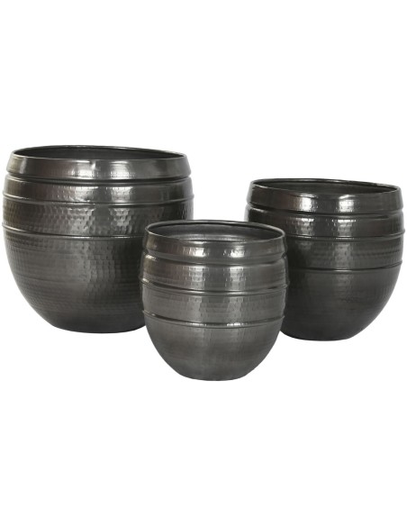 Cache-pot Home ESPRIT Gris Aluminium Moderne 41 x 41 x 40 cm 40 x 40 x 40,5 cm (3 Pièces)