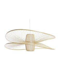 Suspension DKD Home Decor Blanc Naturel Bambou 50 W 100 x 100 x 32 cm
