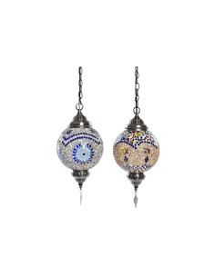 Suspension DKD Home Decor Verre Métal 20 x 20 x 36 cm Multicouleur 50 W (2 Unités)