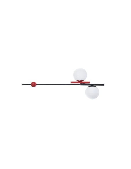Suspension DKD Home Decor Blanc Noir Rouge Métal Verre 40 W 44 x 44 x 120 cm
