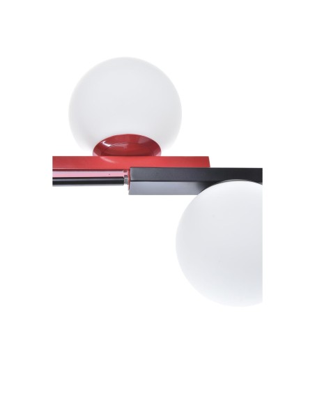 Suspension DKD Home Decor Blanc Noir Rouge Métal Verre 40 W 44 x 44 x 120 cm