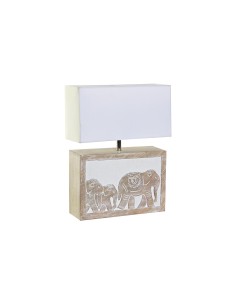 Lampe de bureau DKD Home Decor Blanc Marron Bois de manguier 50 W 220 V 33 x 12 x 41 cm
