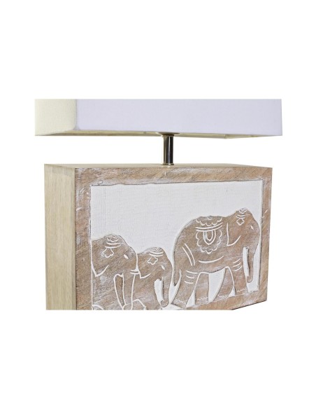 Lampe de bureau DKD Home Decor Blanc Marron Bois de manguier 50 W 220 V 33 x 12 x 41 cm