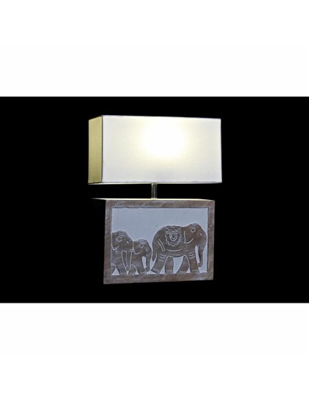 Lampe de bureau DKD Home Decor Blanc Marron Bois de manguier 50 W 220 V 33 x 12 x 41 cm