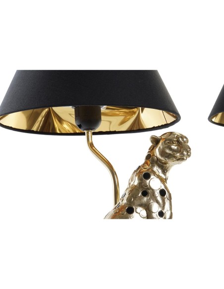 Lampe de bureau DKD Home Decor Argenté Noir Doré 26 x 26 x 46 cm Résine 220 V 50 W (2 Unités)