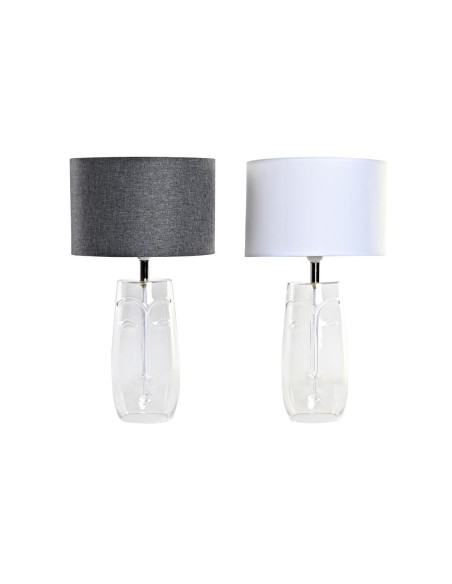 Lampe de bureau DKD Home Decor Verre Transparent Blanc Gris clair 30 x 30 x 54 cm (2 Unités)