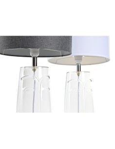 Lampe de bureau DKD Home Decor Verre Transparent Blanc Gris clair 30 x 30 x 54 cm (2 Unités) 2